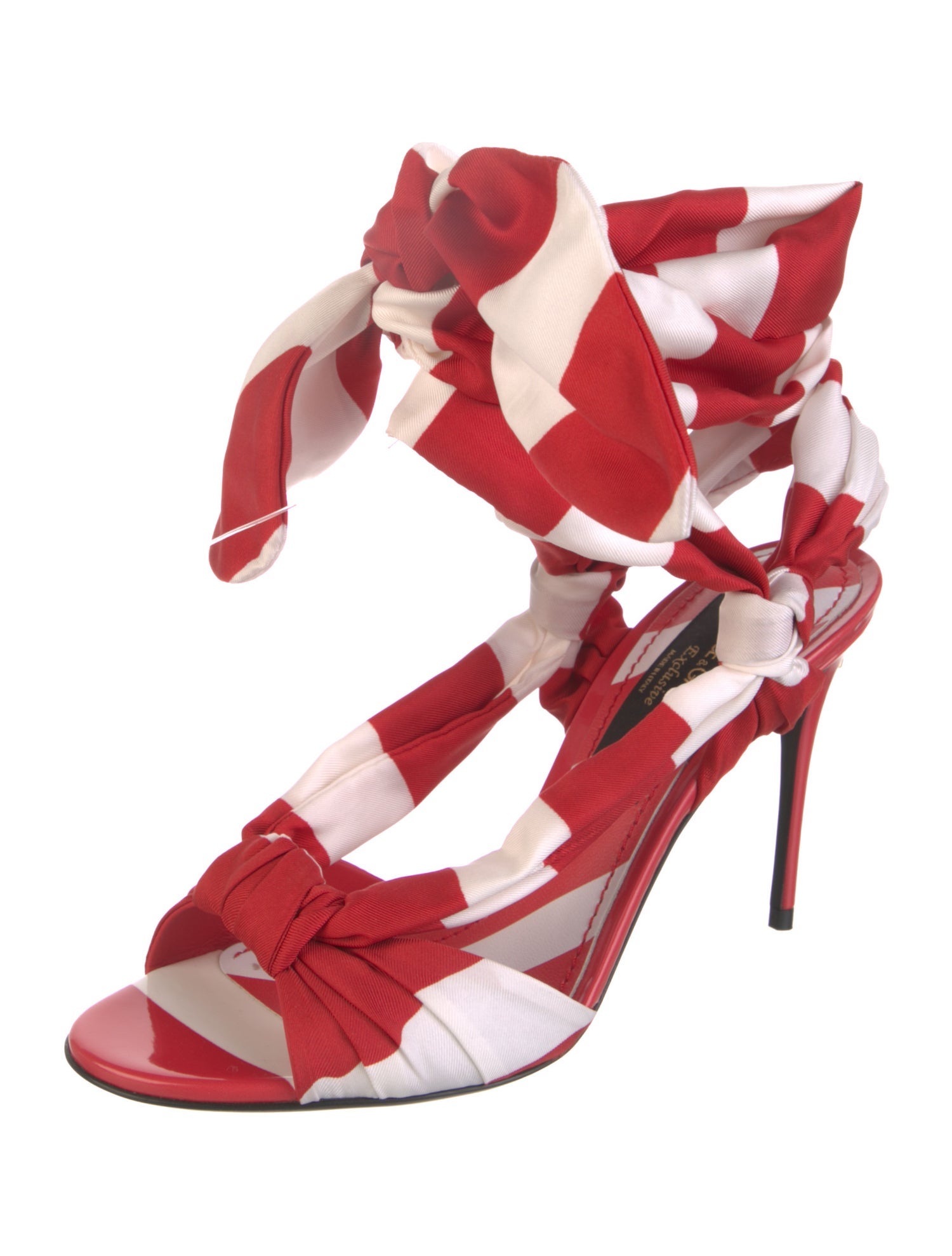 Dolce & Gabbana Satin Striped Gladiator Sandals