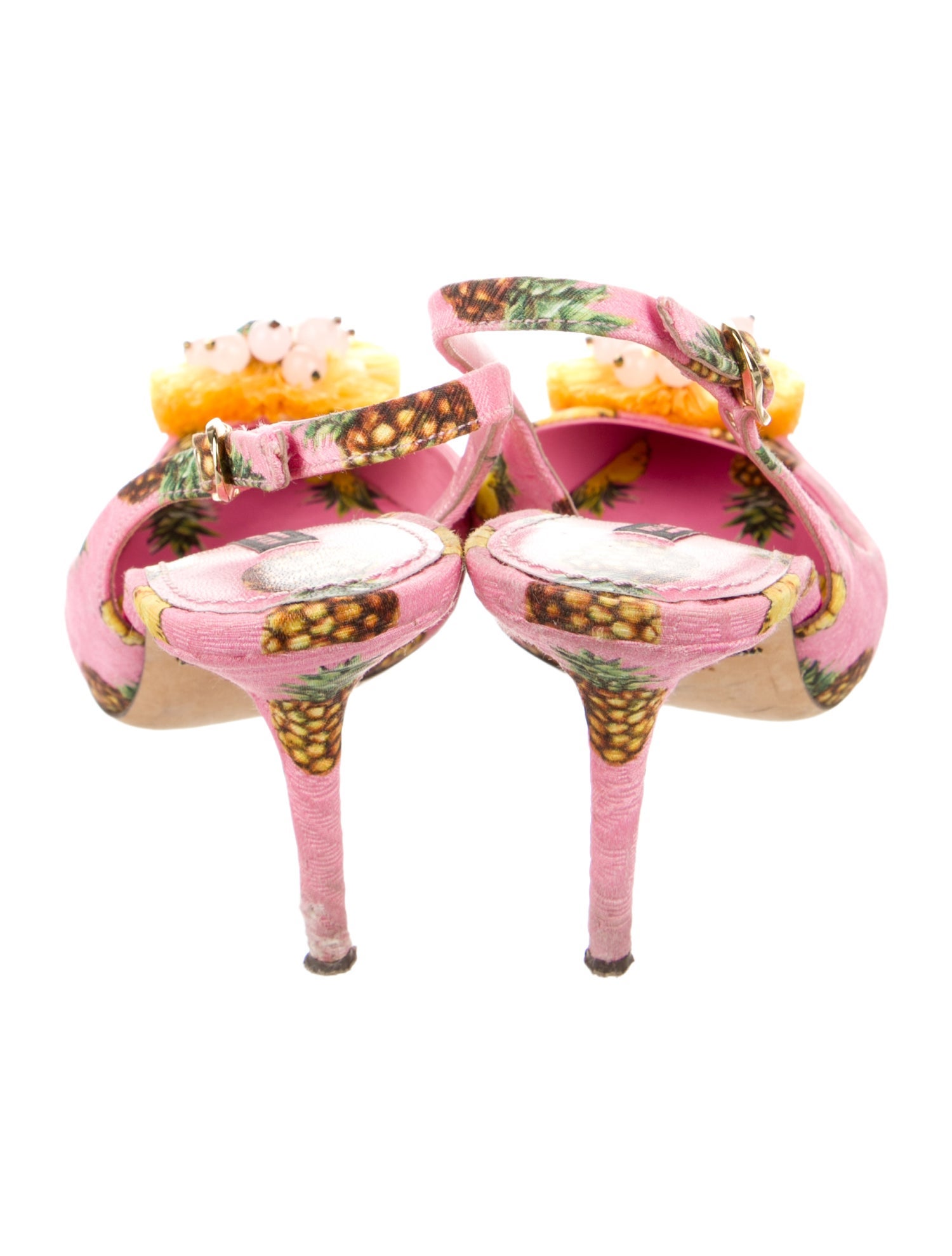 Dolce & Gabbana Floral Print Crystal Embellishments Slingback Pumps