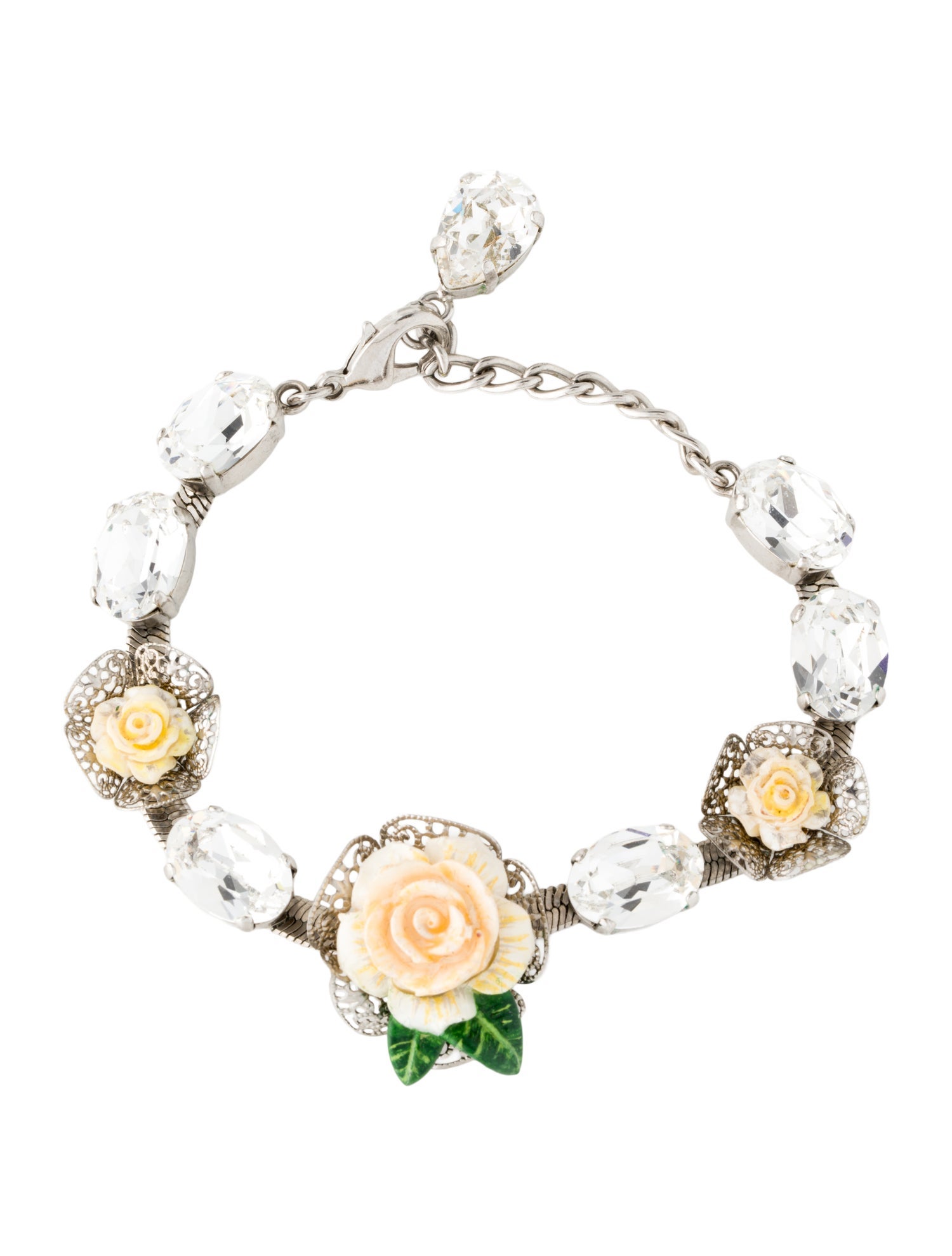Dolce & Gabbana Crystal & Resin Flowers Station Bracelet