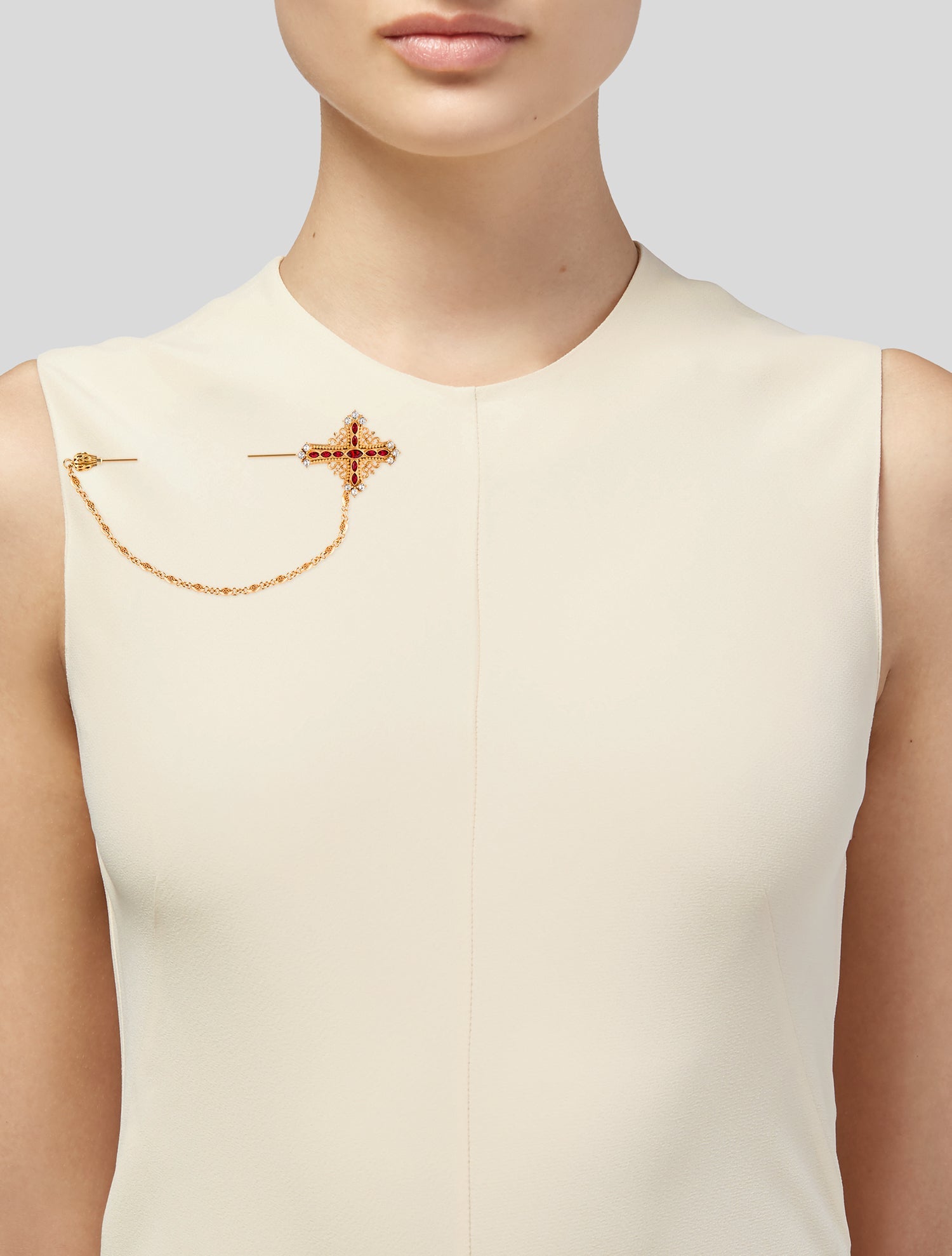 Dolce & Gabbana Crystal Cross Lapel Pin