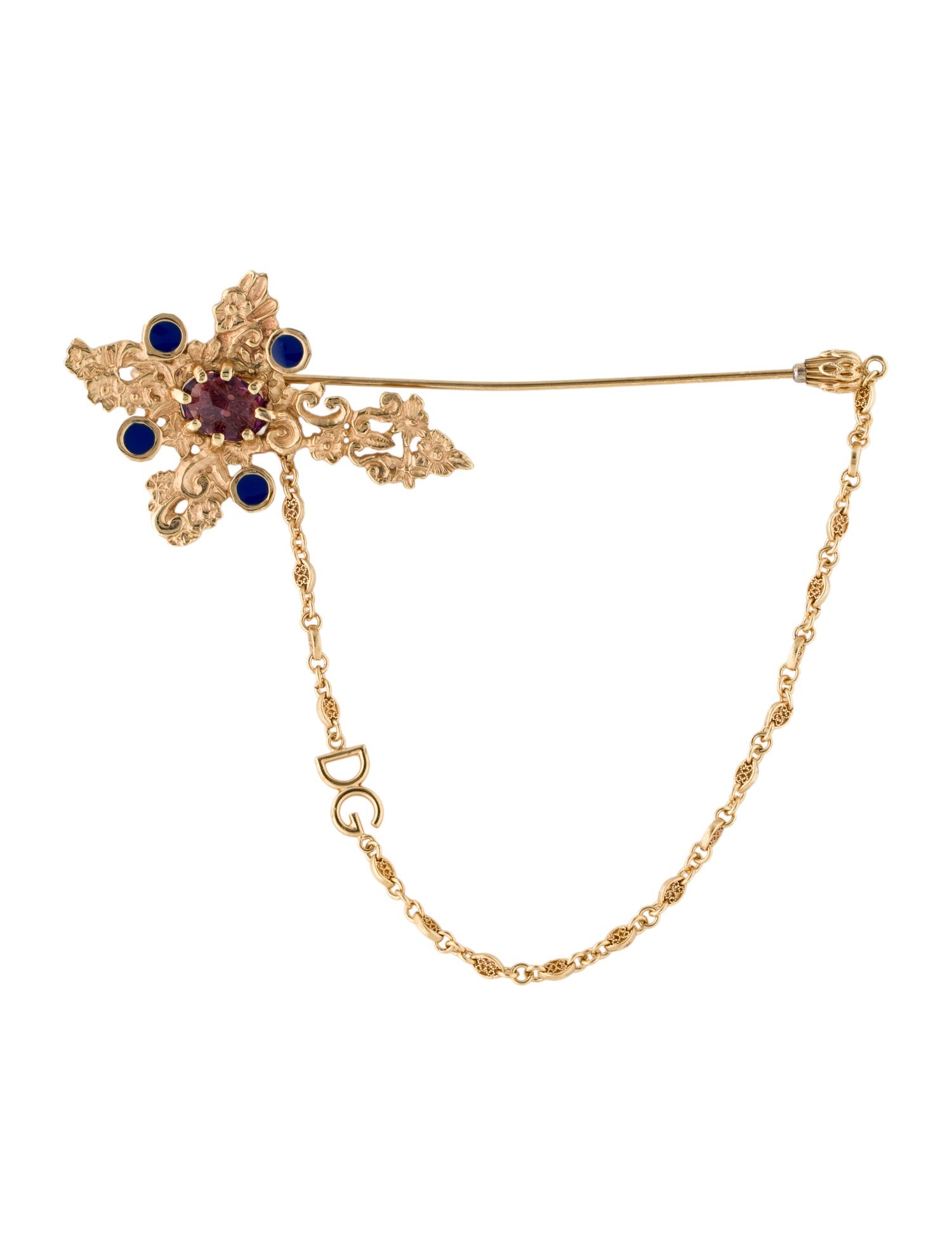 Dolce & Gabbana Crystal & Enamel Cross Stick Pin Brooch