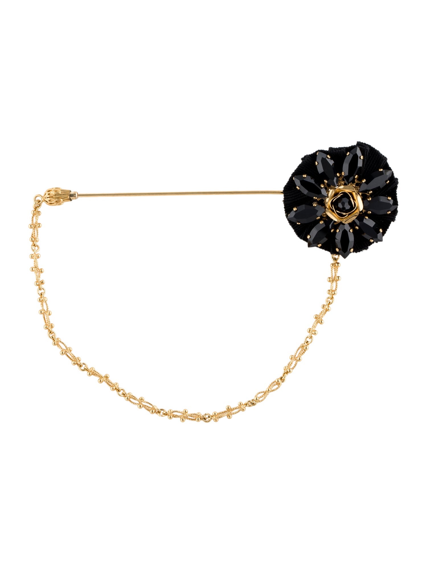 Dolce & Gabbana Crystal & Fabric Flower Lapel Pin