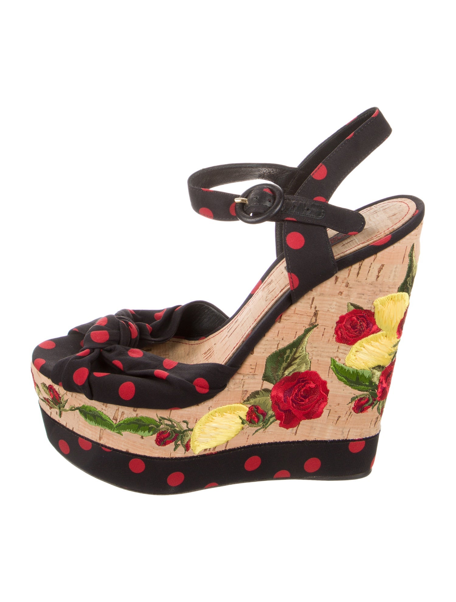 Dolce & Gabbana Printed Embroidered Accent Sandals