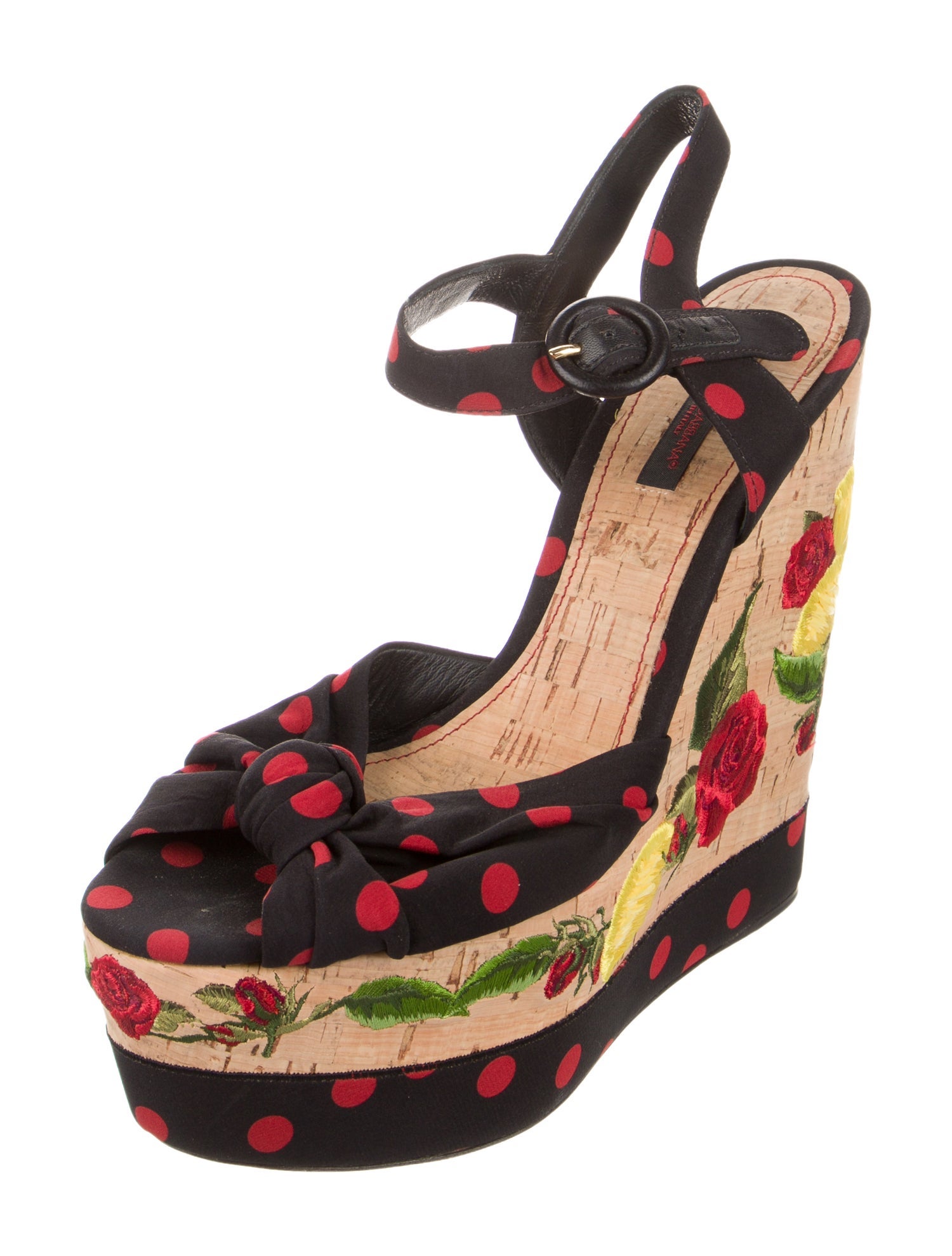 Dolce & Gabbana Printed Embroidered Accent Sandals