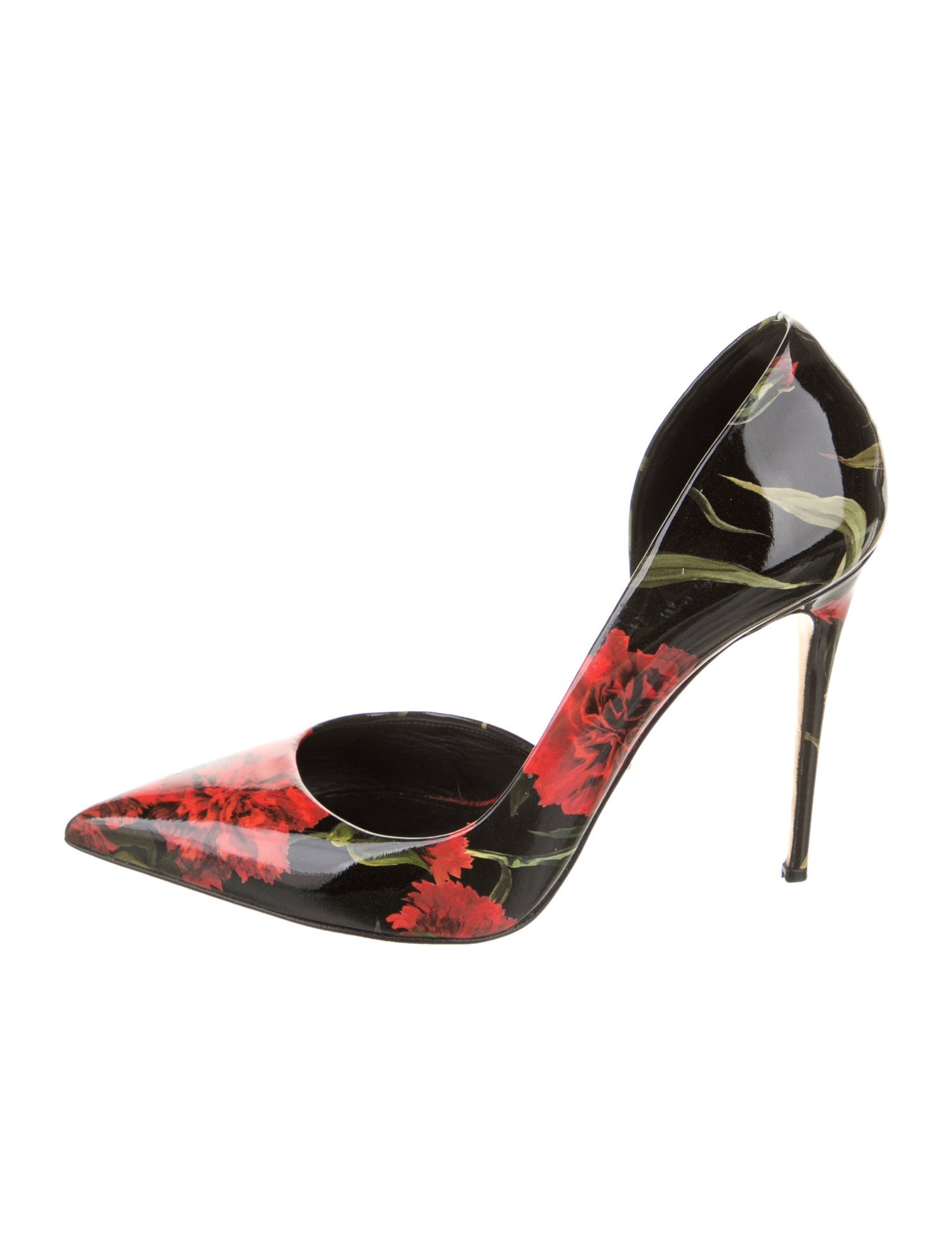Dolce & Gabbana Patent Leather Floral Print D'Orsay Pumps
