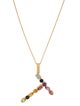 Dolce & Gabbana 18K Multi-Gemstone Initial 'T' Pendant Necklace