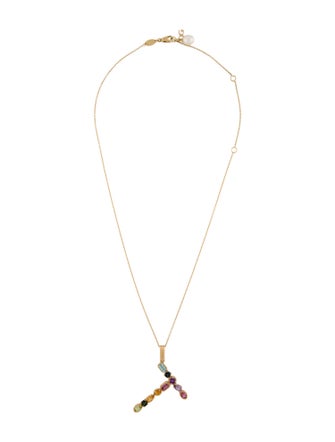 Dolce & Gabbana 18K Multi-Gemstone Initial 'T' Pendant Necklace
