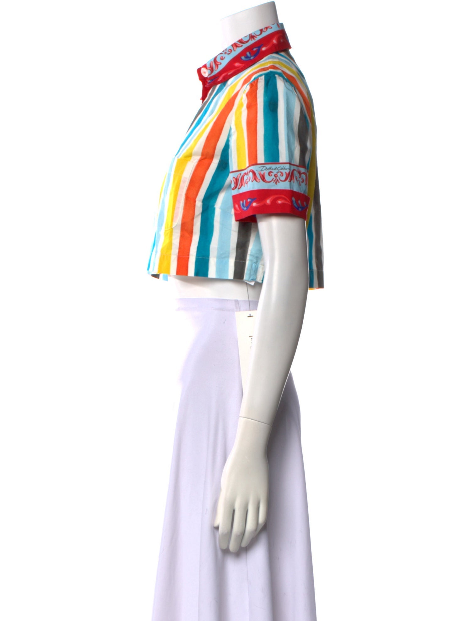 Dolce & Gabbana Striped Short Sleeve Crop Top