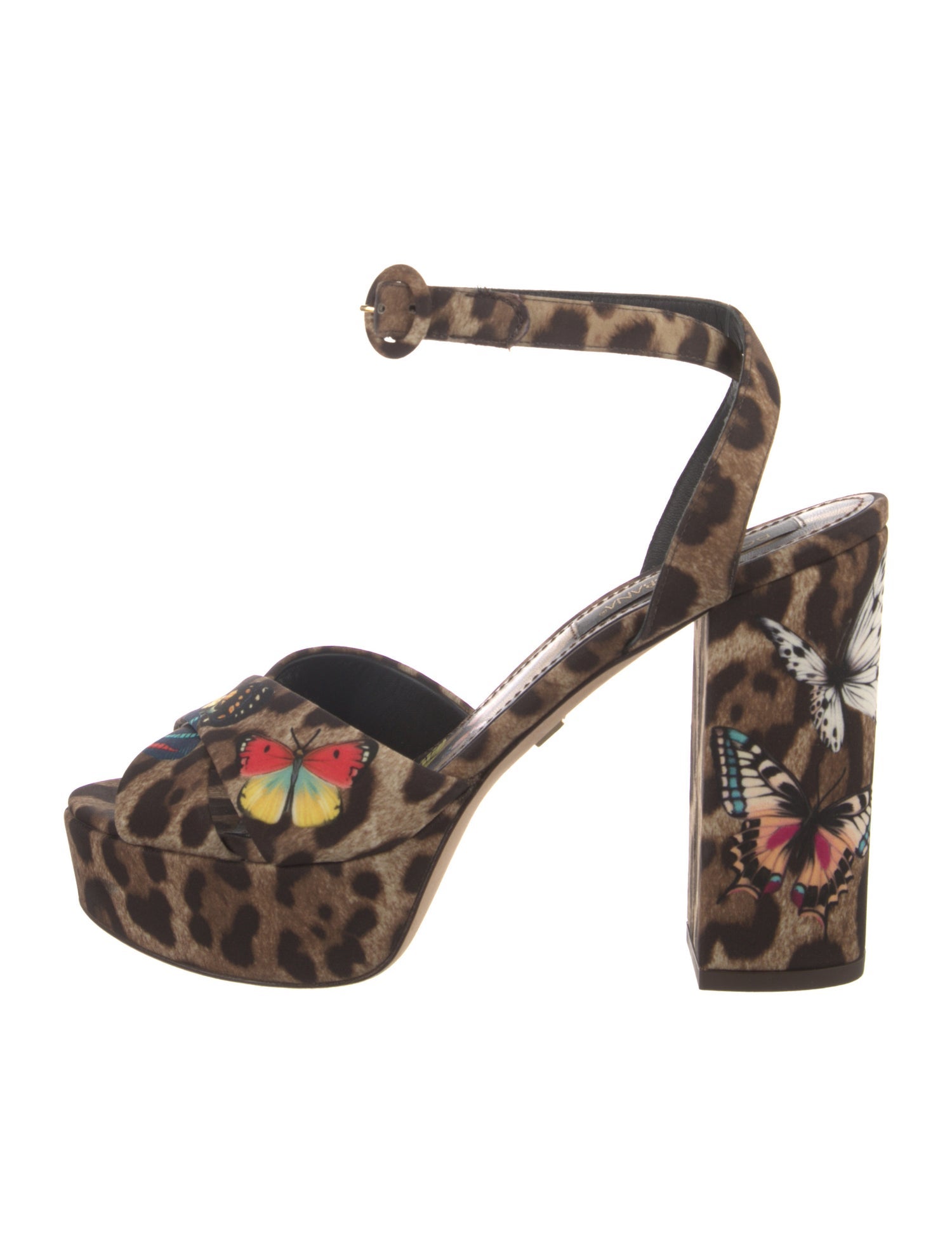 Dolce & Gabbana Satin Animal Print Sandals