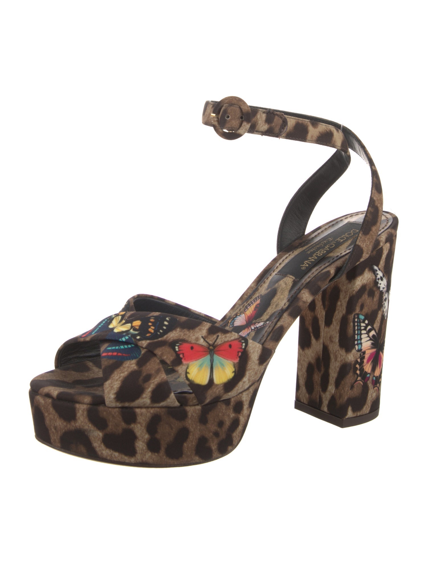 Dolce & Gabbana Satin Animal Print Sandals