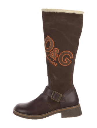 Dolce & Gabbana Leather Patterned Riding Boots
