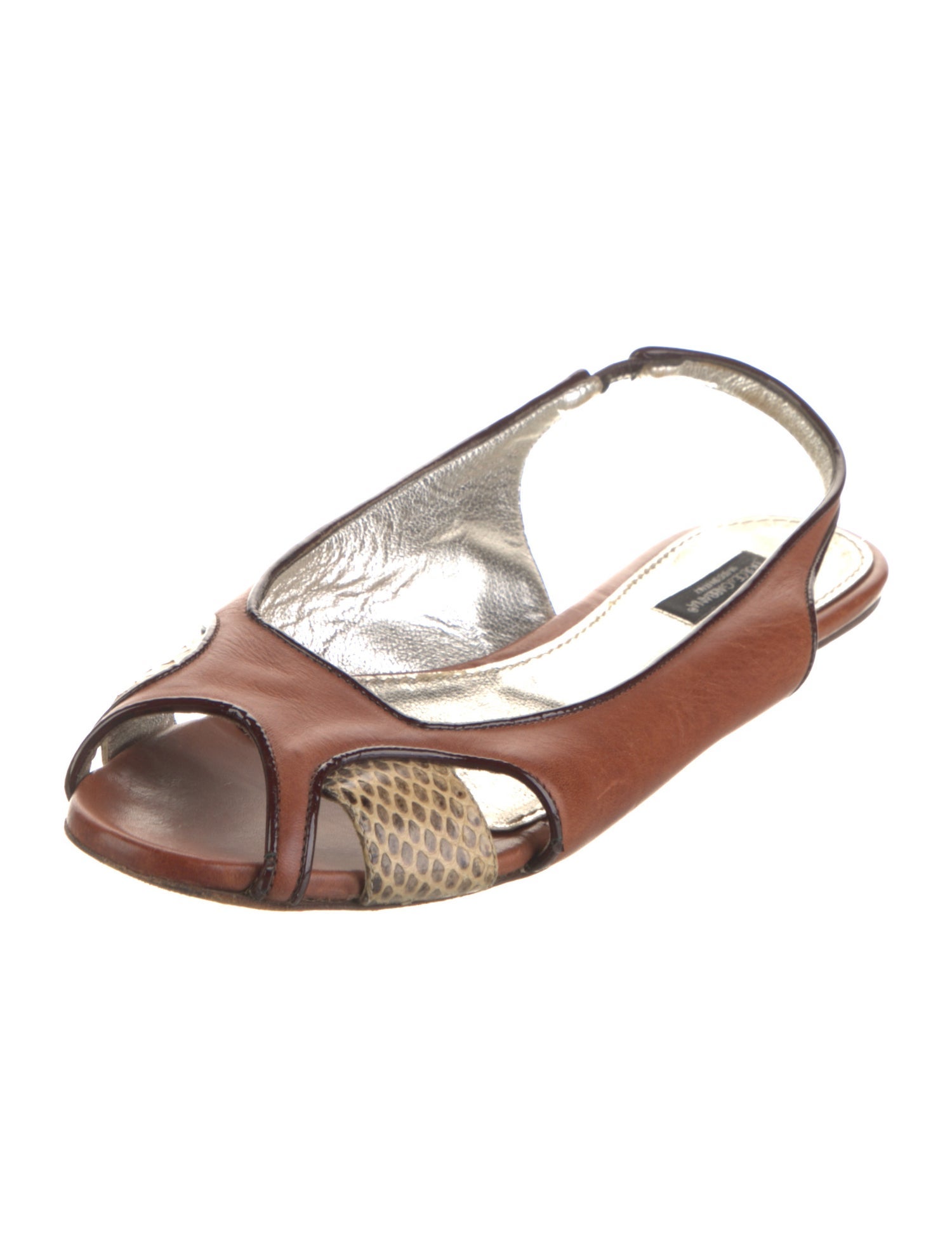 Dolce & Gabbana Leather Animal Print Slingback Flats