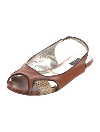 Dolce & Gabbana Leather Animal Print Slingback Flats