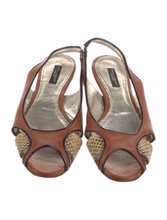 Dolce & Gabbana Leather Animal Print Slingback Flats