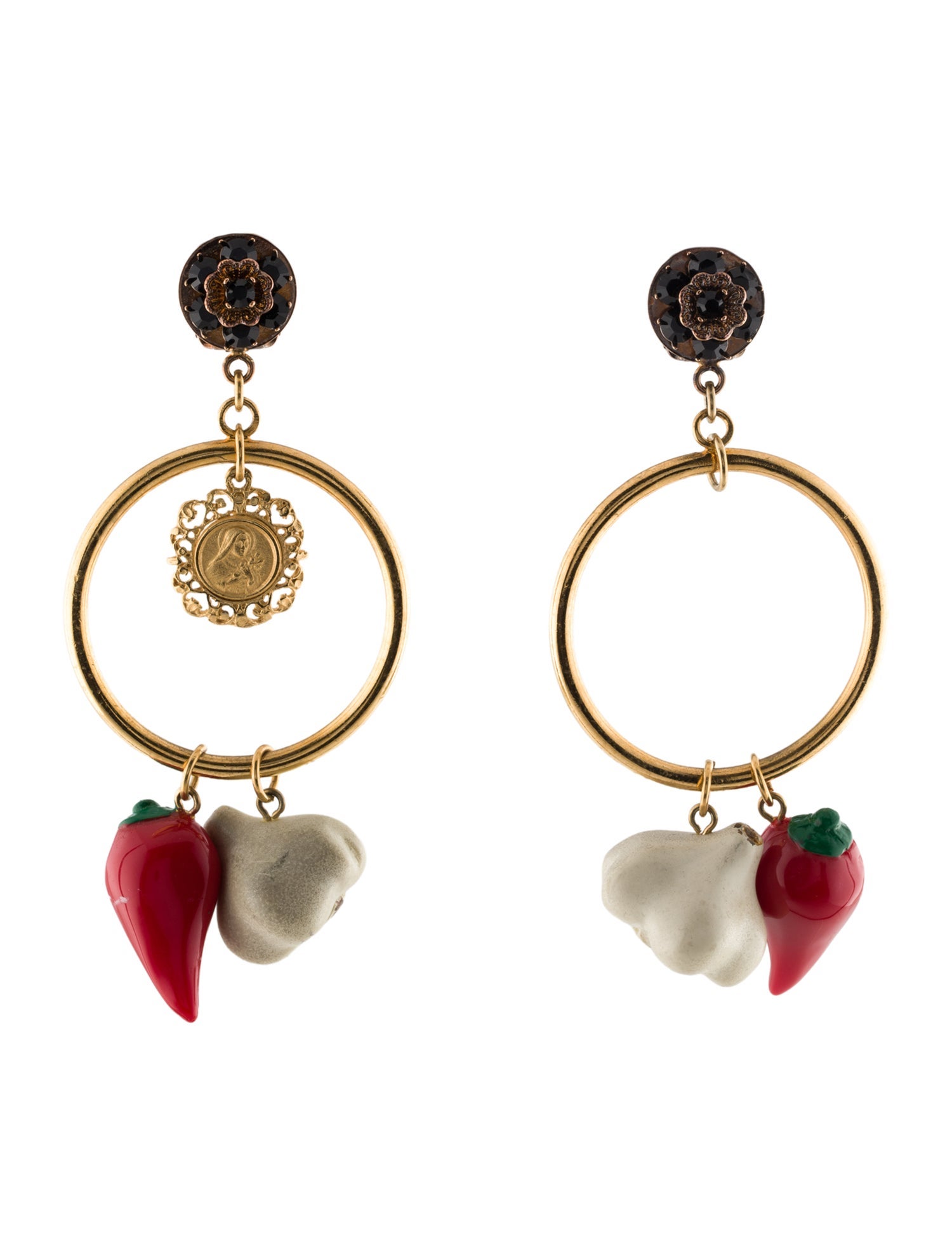 Dolce & Gabbana Crystal & Resin Pepper & Garlic Drop Clip-On Earrings