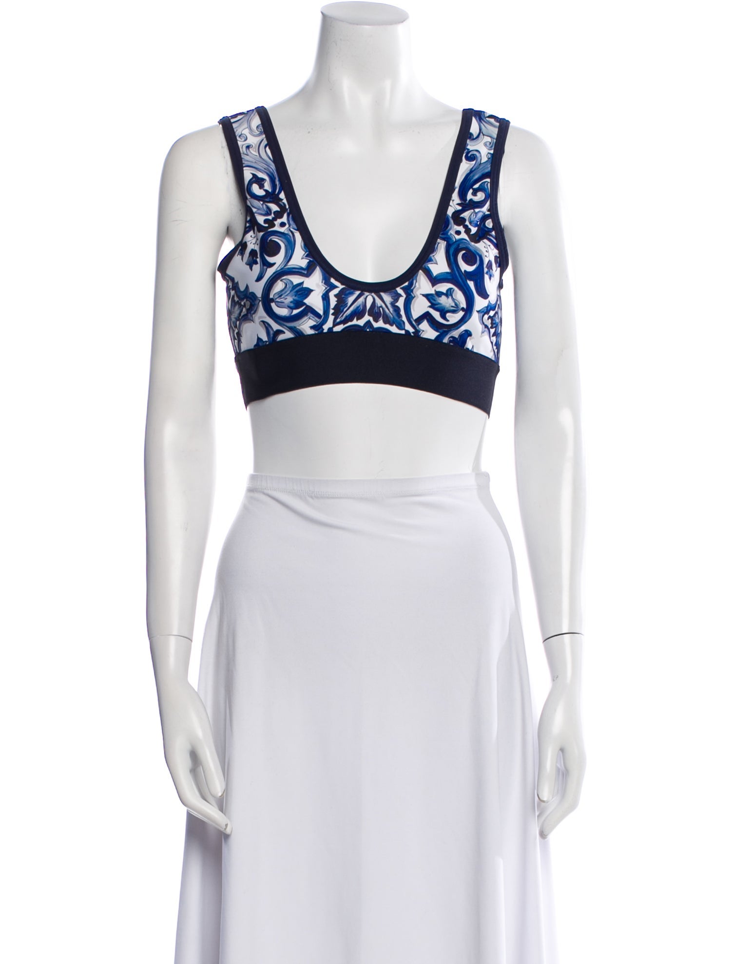 Dolce & Gabbana Printed Scoop Neck Crop Top w/ Tags