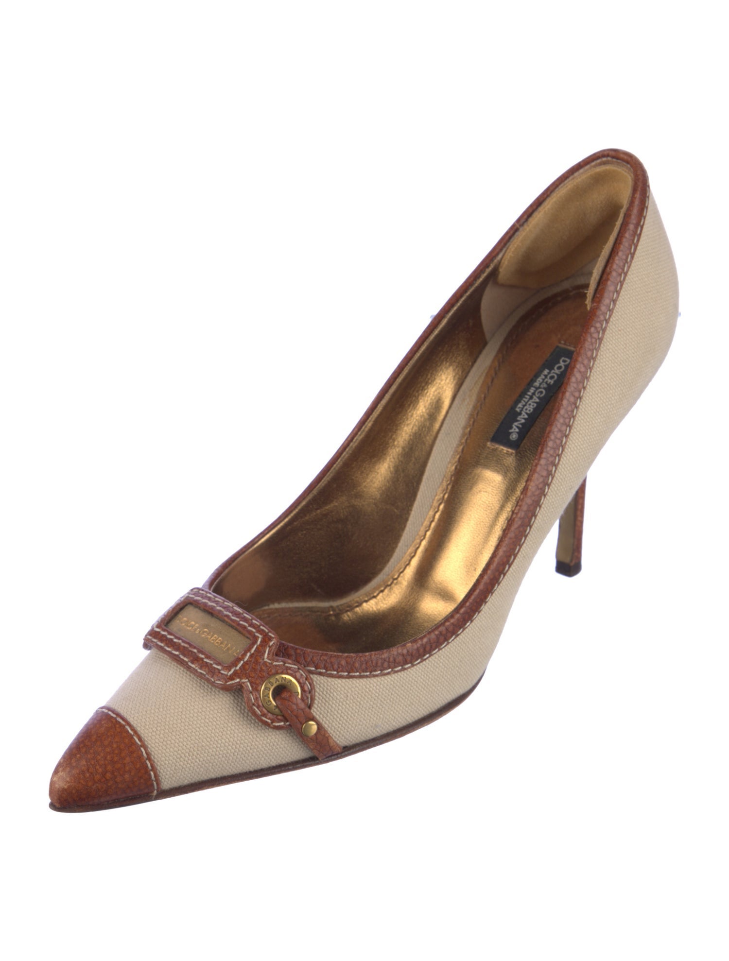 Dolce & Gabbana Canvas Colorblock Pattern Pumps