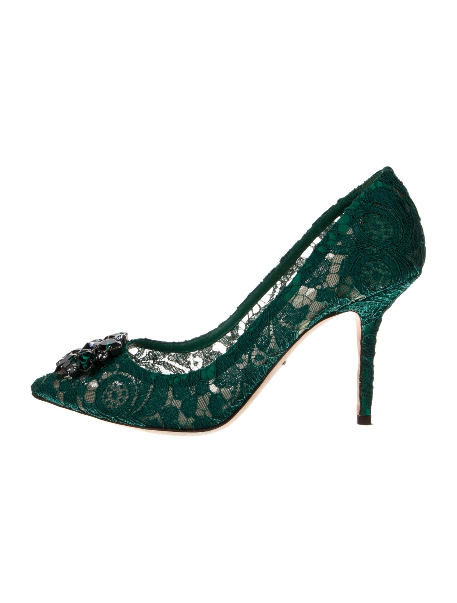 Dolce & Gabbana Lace Crystal Embellishments Pumps