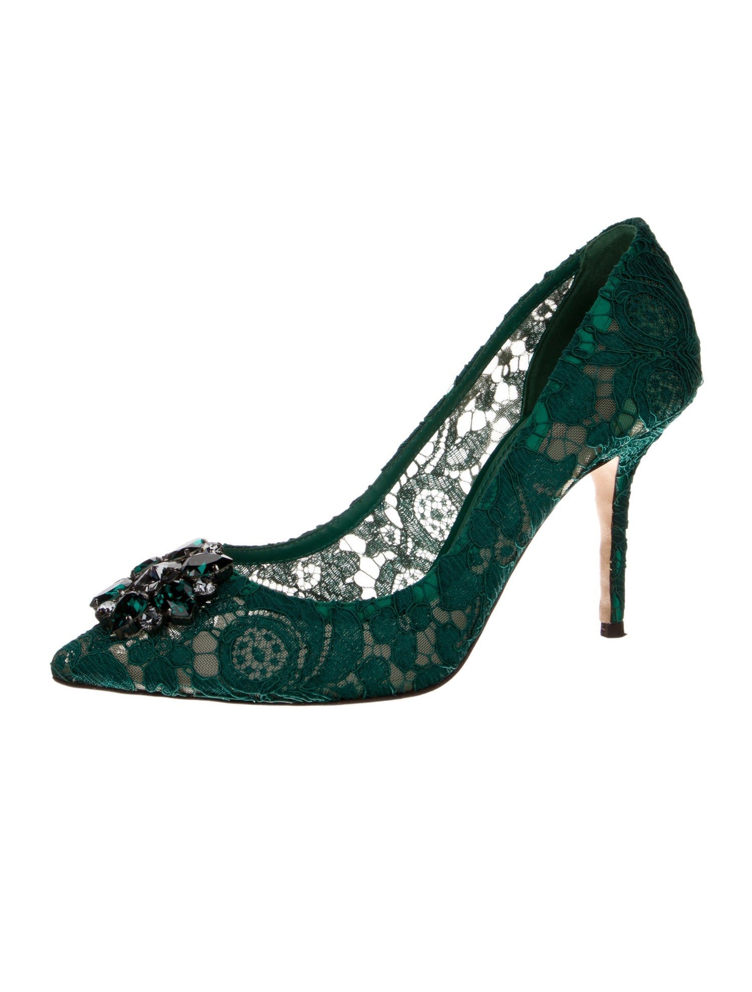 Dolce & Gabbana Lace Crystal Embellishments Pumps