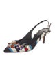 Dolce & Gabbana Floral Print Crystal Embellishments Slingback Pumps