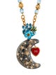 Dolce & Gabbana Enamel & Crystal Moon and Flowers Pendant Necklace