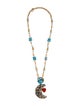 Dolce & Gabbana Enamel & Crystal Moon and Flowers Pendant Necklace