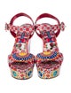 Dolce & Gabbana Mambo Rose Print Patent Leather Sandals