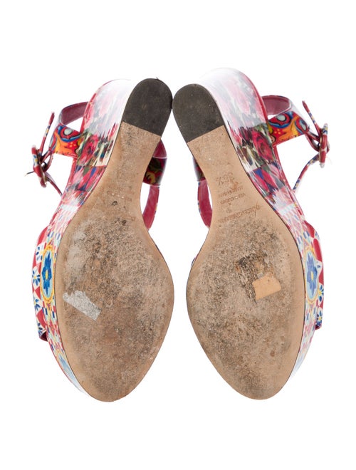 Dolce & Gabbana Mambo Rose Print Patent Leather Sandals