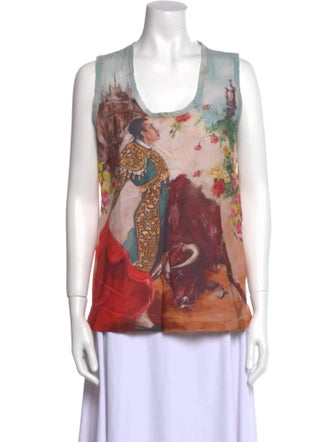 Dolce & Gabbana Printed Scoop Neck Top
