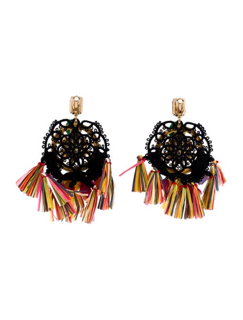 Dolce & Gabbana Crystal, Enamel & Fabric Tassel Drop Earrings