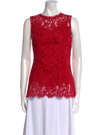 Dolce & Gabbana Lace Pattern Crew Neck Top