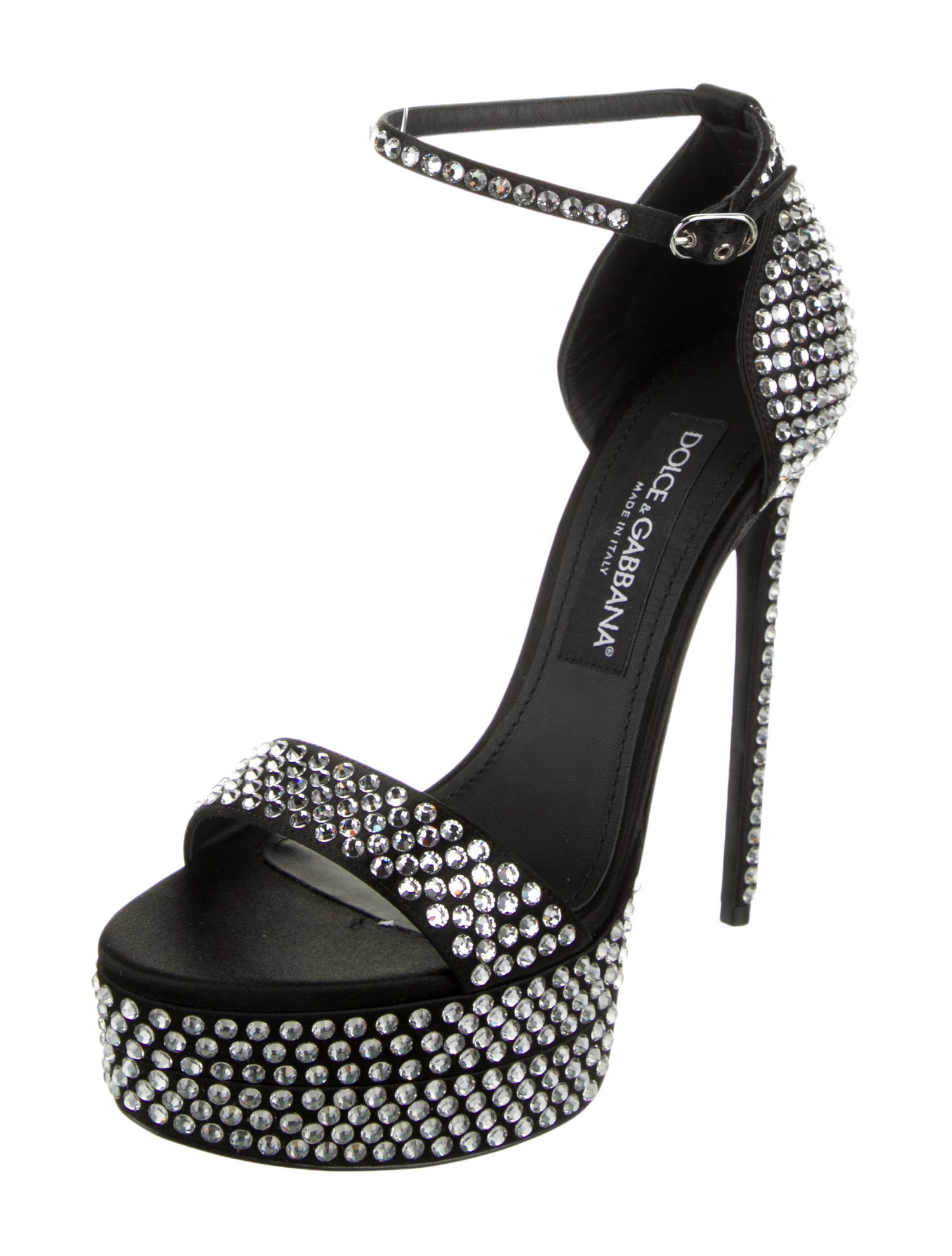 Dolce & Gabbana Satin Crystal Embellishments D'Orsay Pumps