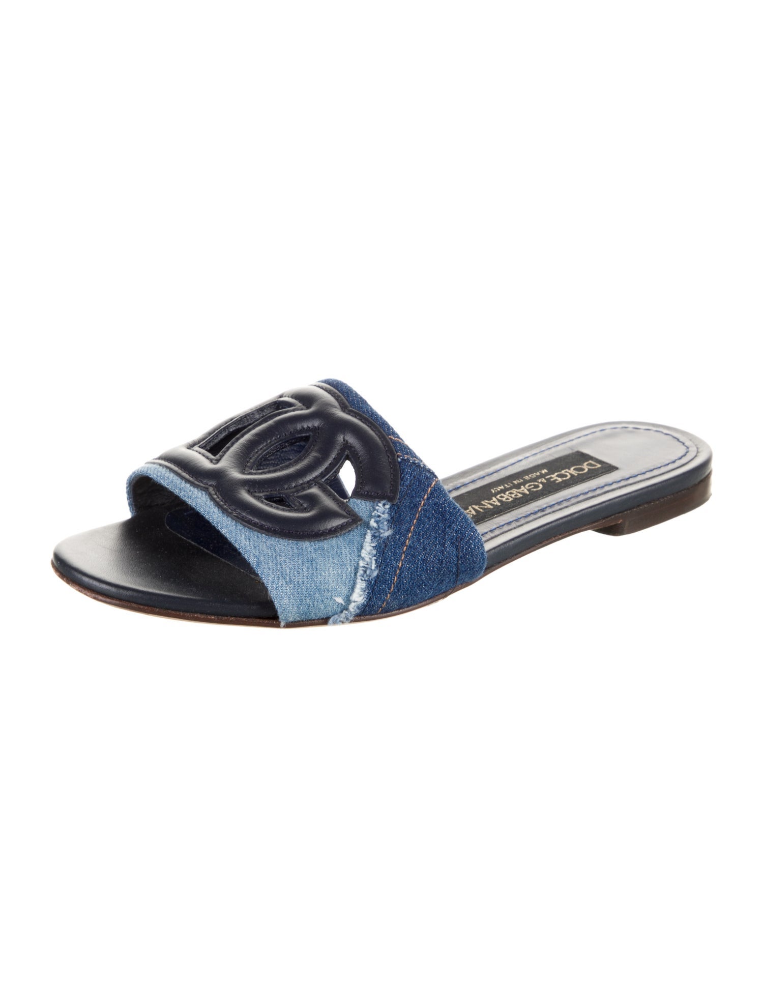 Dolce & Gabbana Denim Colorblock Pattern Slides