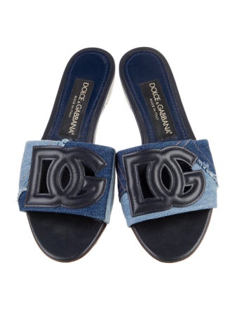 Dolce & Gabbana Denim Colorblock Pattern Slides