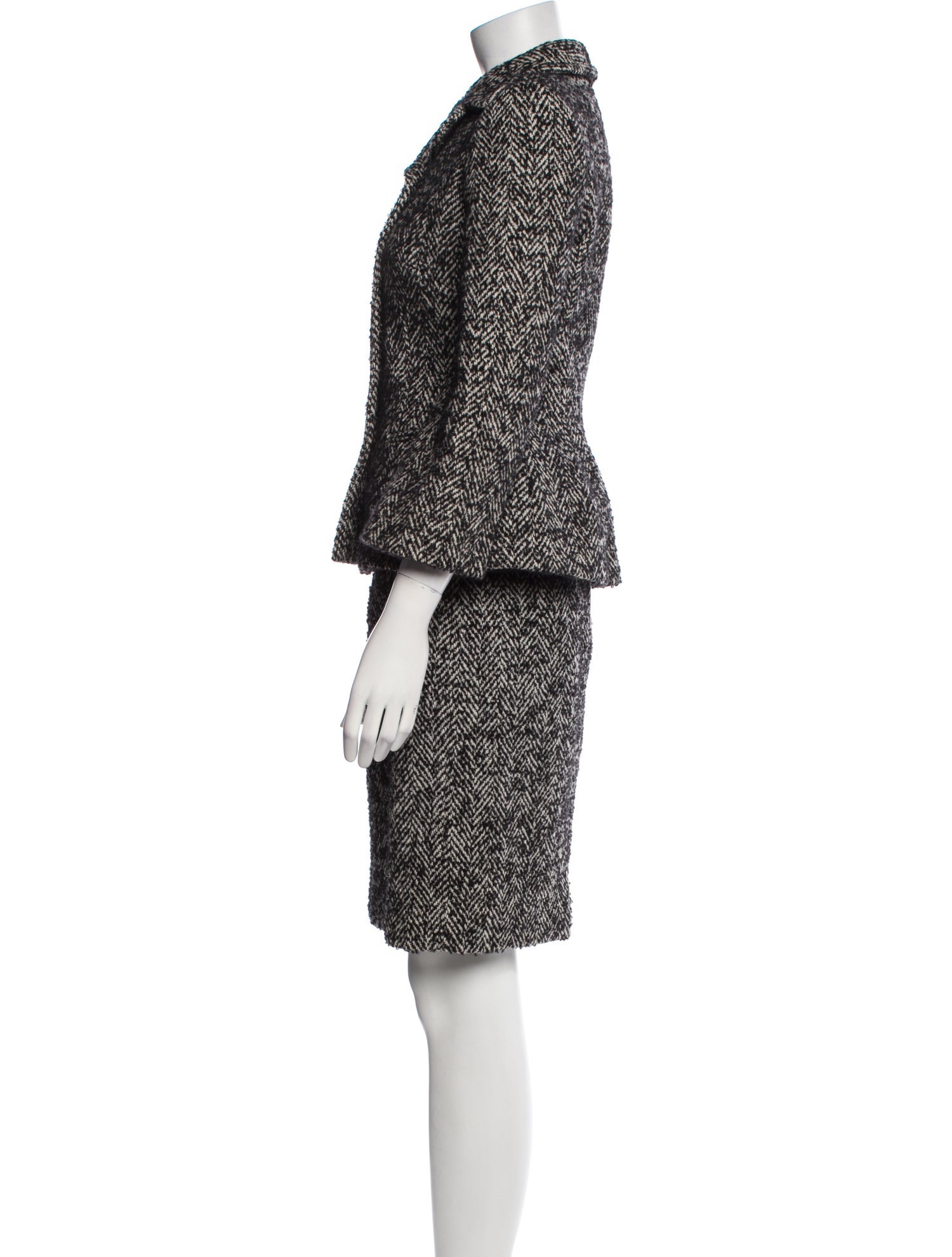 Dolce & Gabbana Virgin Wool Tweed Pattern Skirt Suit