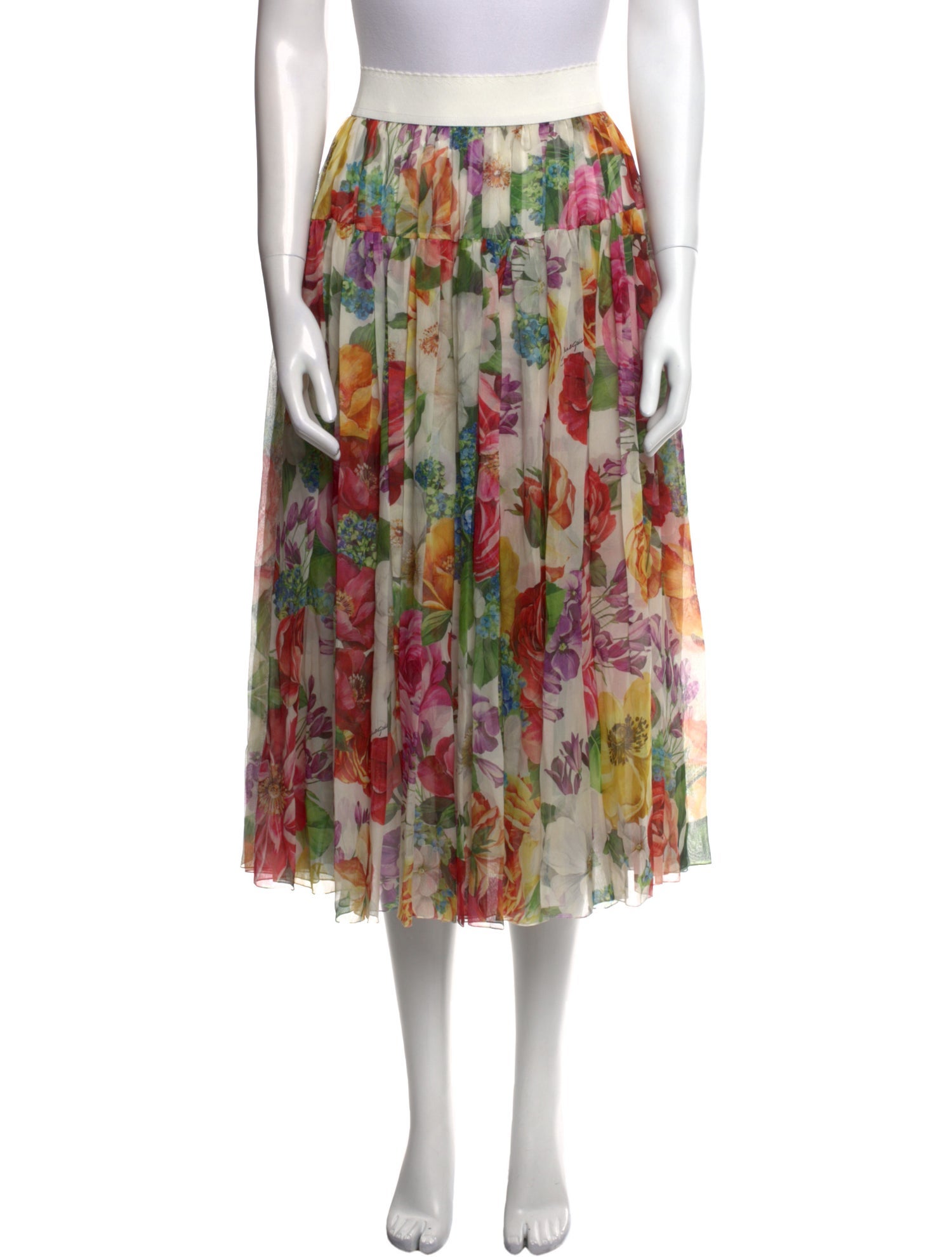 Dolce & Gabbana Silk Midi Length Skirt