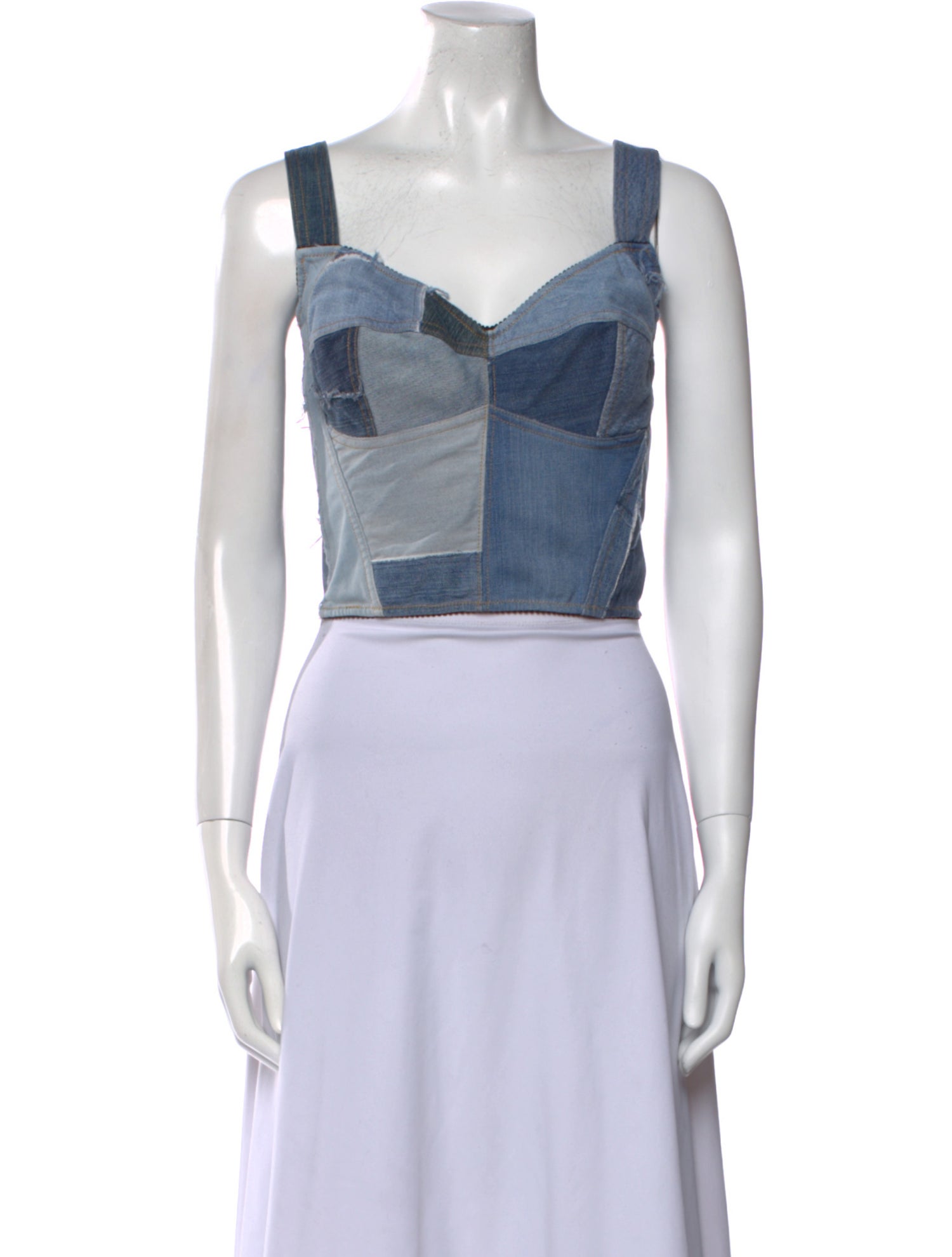 Dolce & Gabbana Square Neckline Sleeveless Crop Top