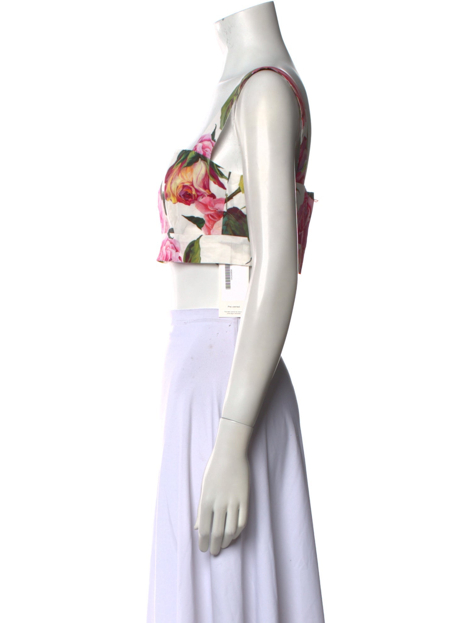 Dolce & Gabbana Floral Print Square Neckline Crop Top