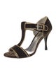 Dolce & Gabbana Velvet Striped T-Strap Sandals