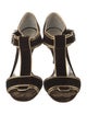 Dolce & Gabbana Velvet Striped T-Strap Sandals