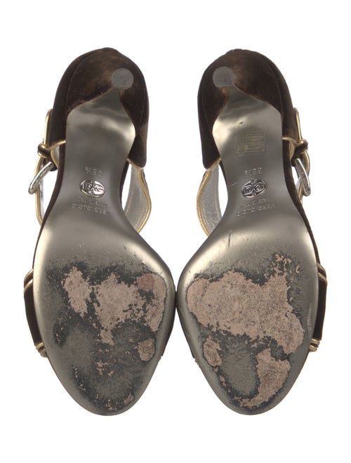 Dolce & Gabbana Velvet Striped T-Strap Sandals