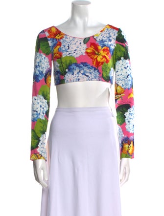 Dolce & Gabbana Floral Print Scoop Neck Crop Top