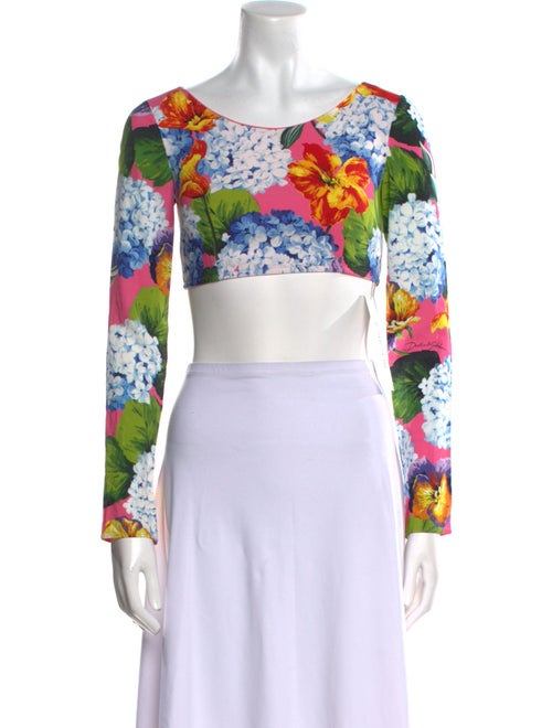 Dolce & Gabbana Floral Print Scoop Neck Crop Top