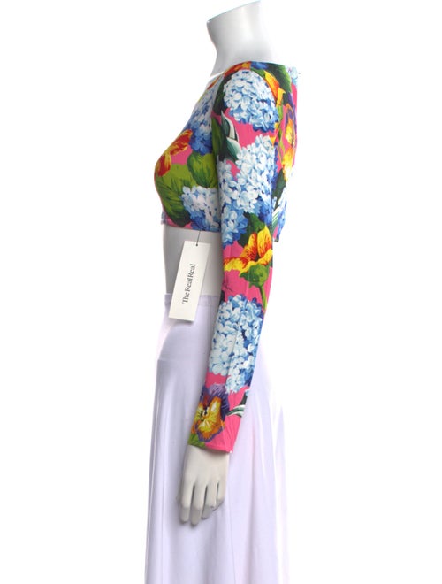 Dolce & Gabbana Floral Print Scoop Neck Crop Top