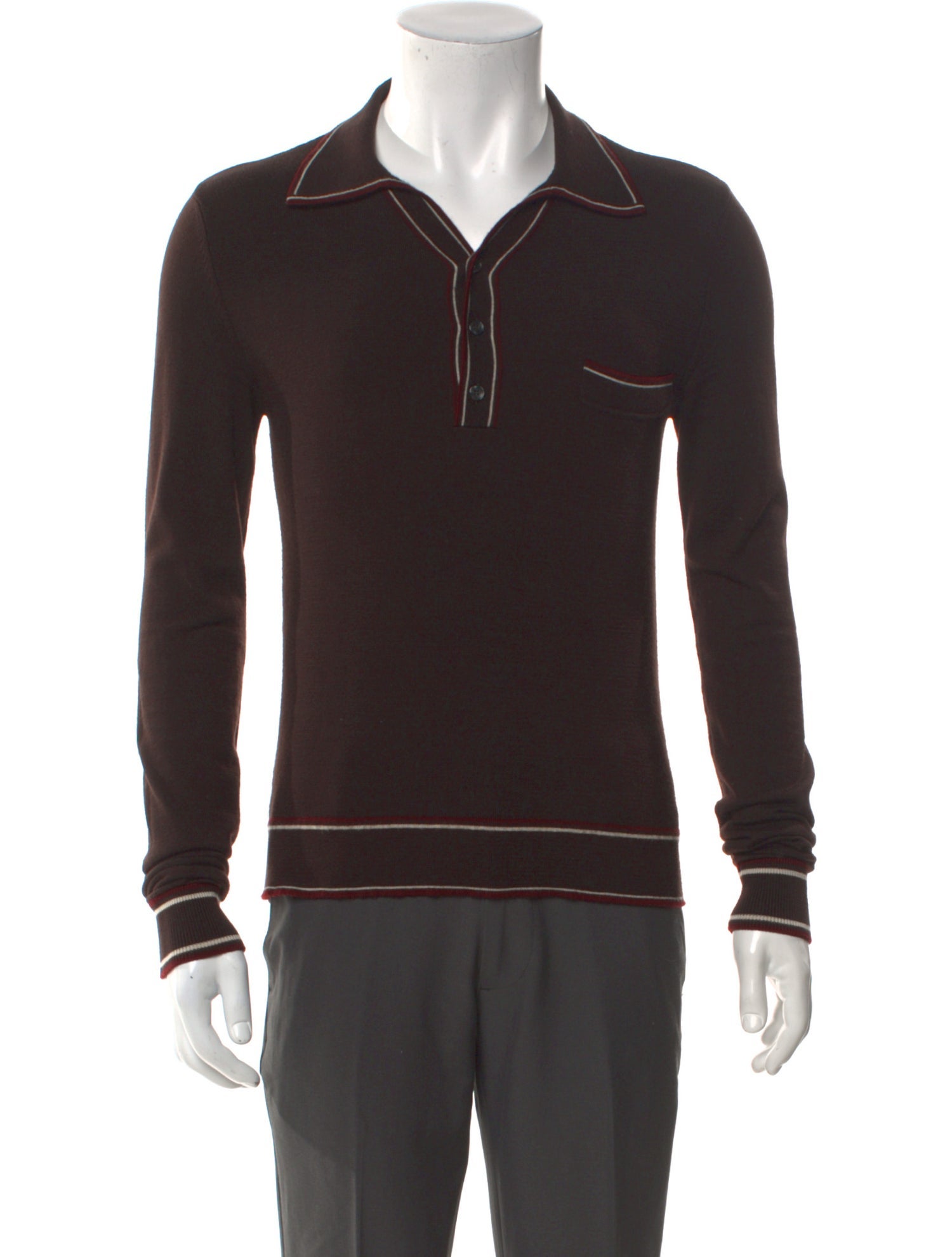 Dolce & Gabbana Virgin Wool Striped Polo Sweater