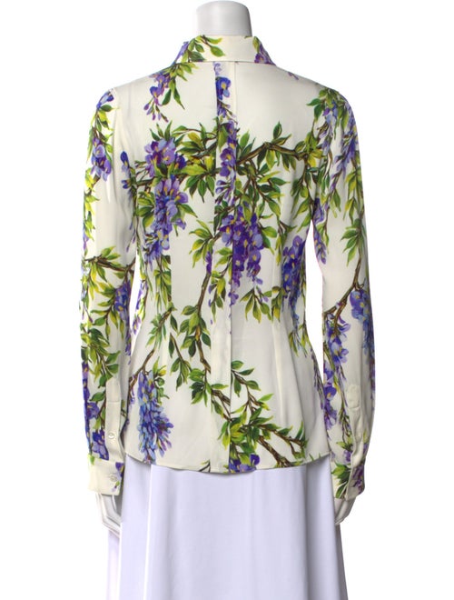 Dolce & Gabbana Silk Floral Print Button-Up Top
