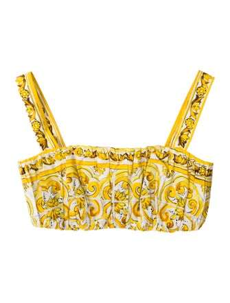 Dolce & Gabbana Paisley Print Square Neckline Crop Top