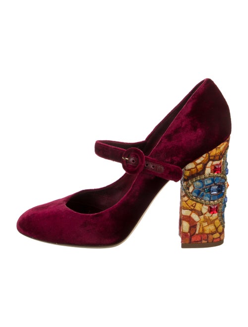 Dolce & Gabbana Velvet Floral Print Pumps