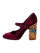 Dolce & Gabbana Velvet Floral Print Pumps