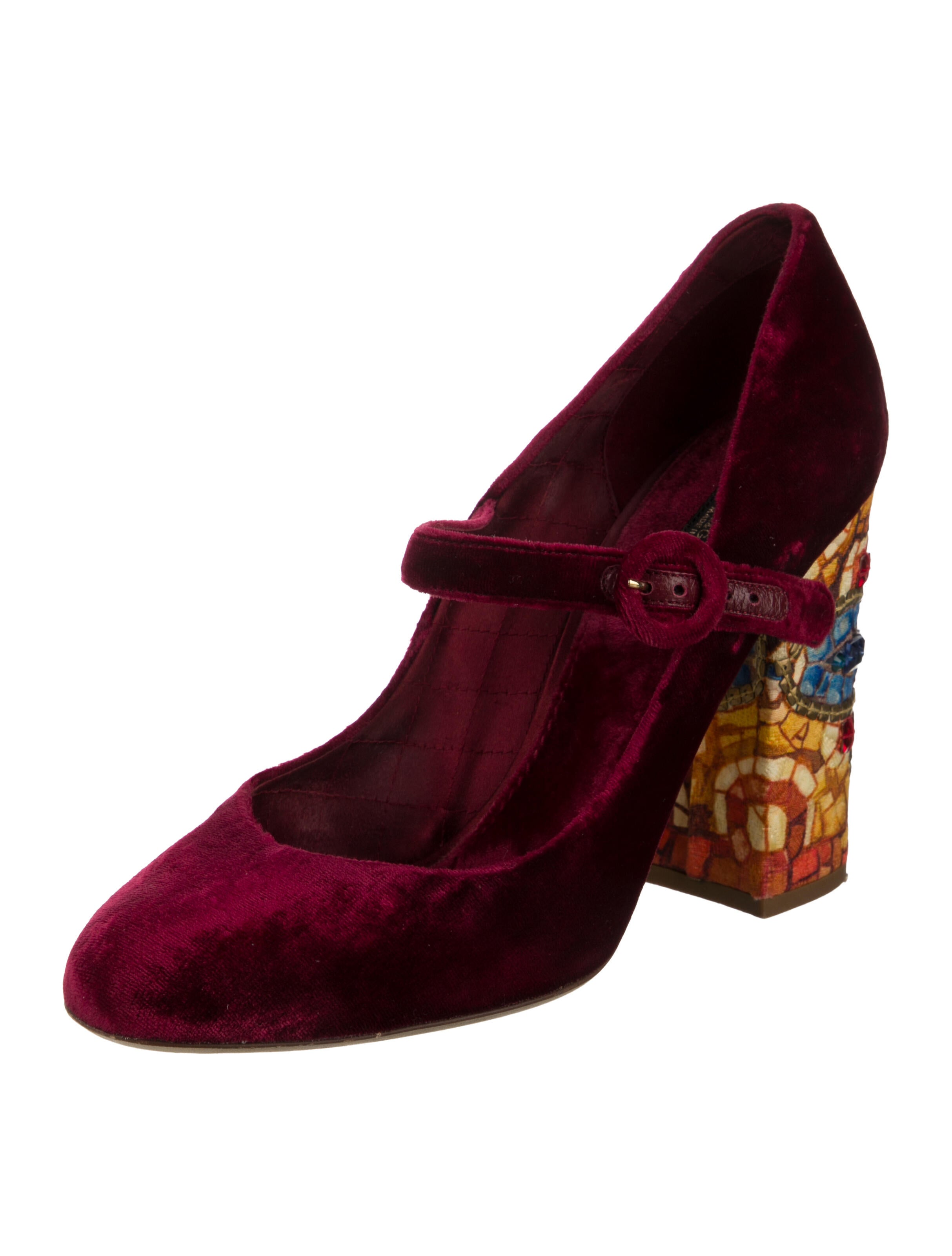 Dolce & Gabbana Velvet Floral Print Pumps